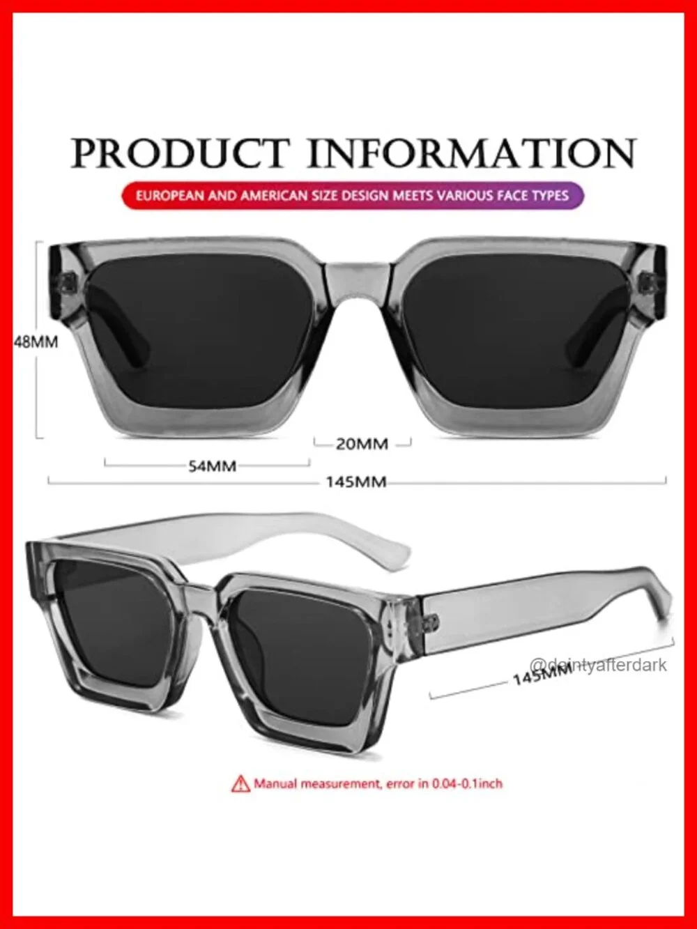 Square Thick Frame Sunglasses Acetate Retro Designer Style UV Protection